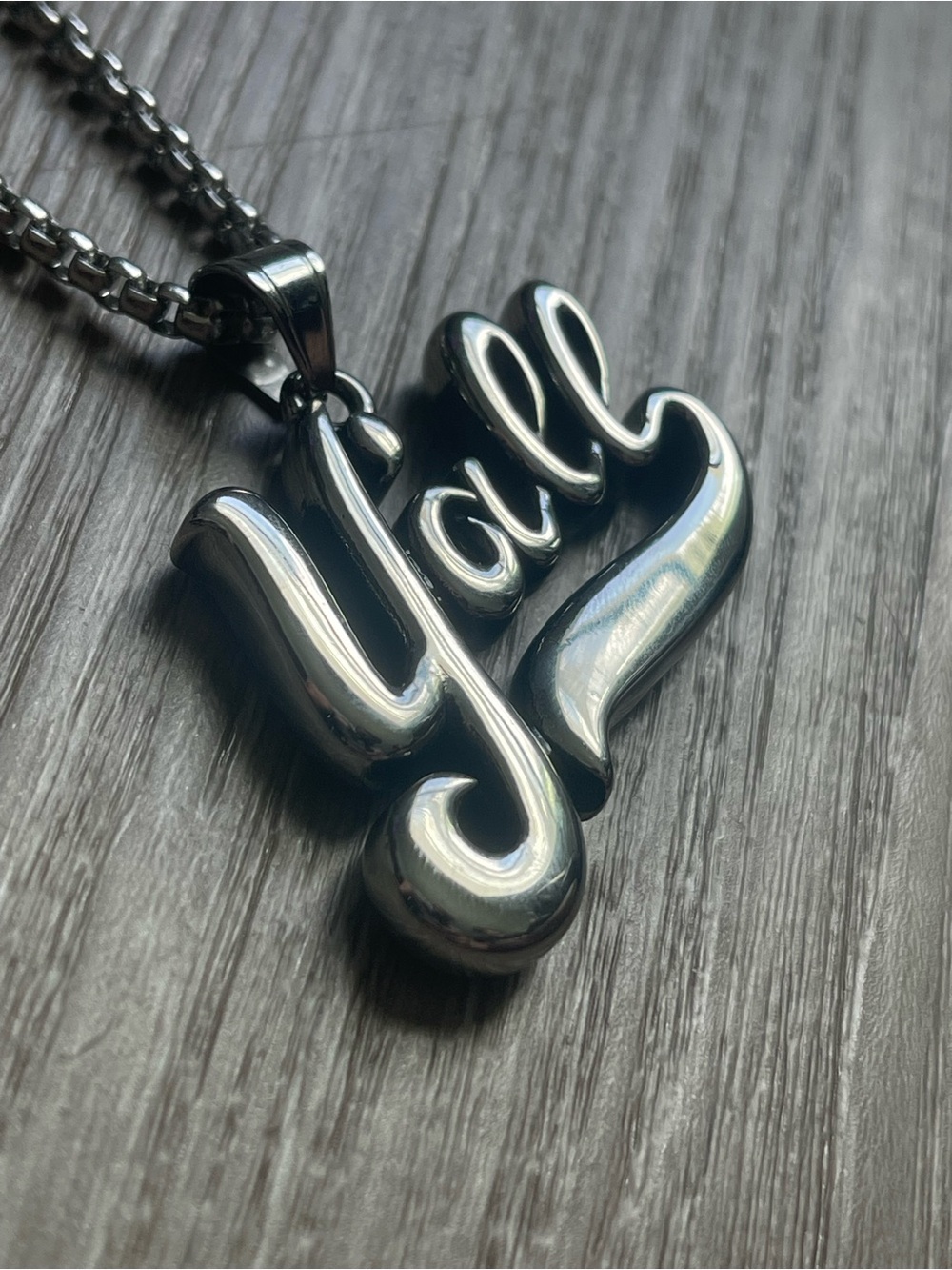 Men's Stainless Script 'Y'all' Pendant Necklace